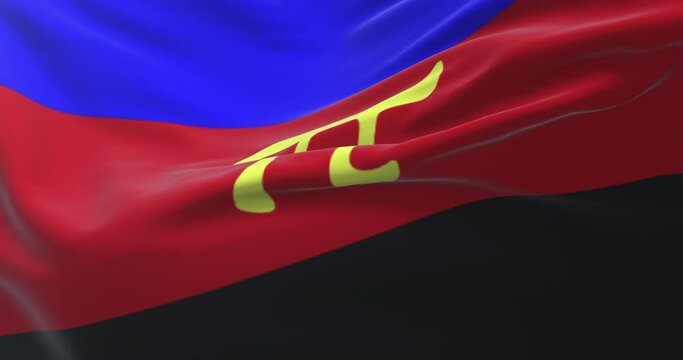 Polyamory pride flag waving at wind. Loop