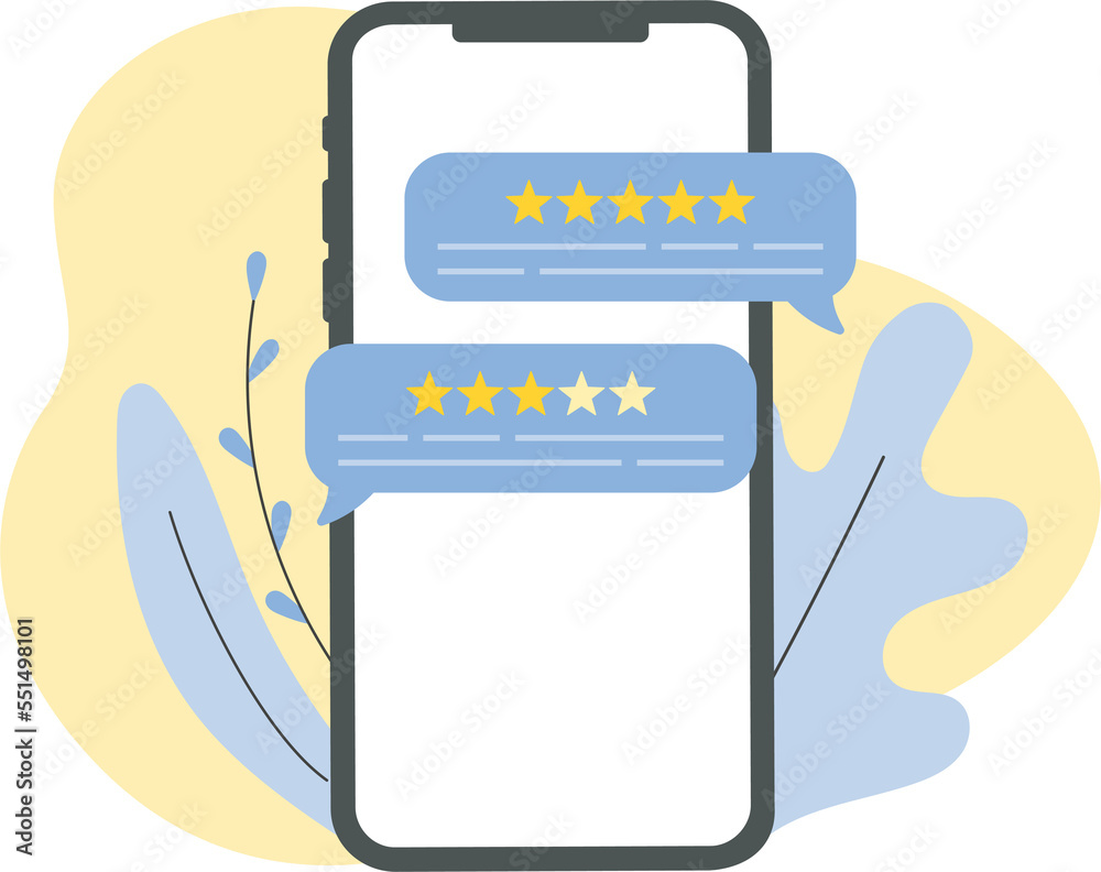 Canvas Prints feedback customers review on a phone screen. people evaluating product, service. website rating feed