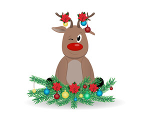 reindeer with christmas tree