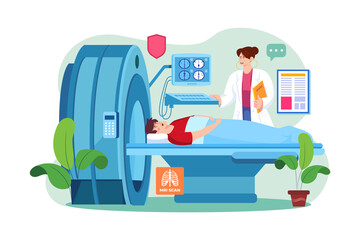 Doctor Showing An MRI Scan To A Male Patient