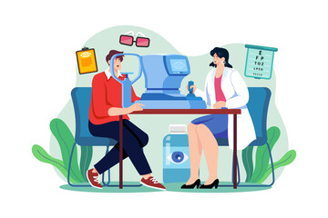 Eye Optical Checking Machine Illustration concept on white background