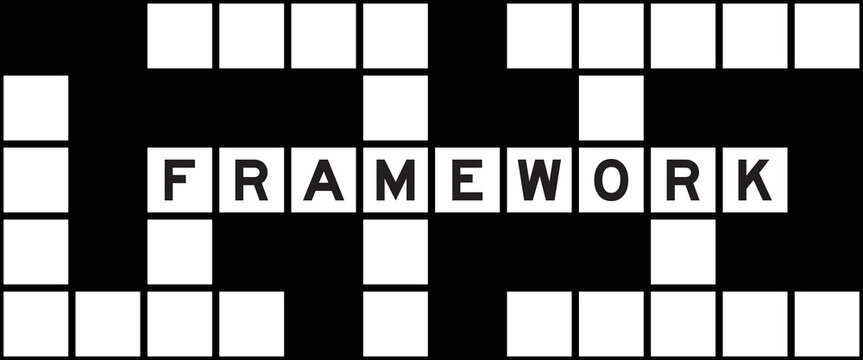 Alphabet letter in word framework on crossword puzzle background