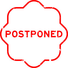Fototapeta premium Grunge red postponed word rubber seal stamp on white background