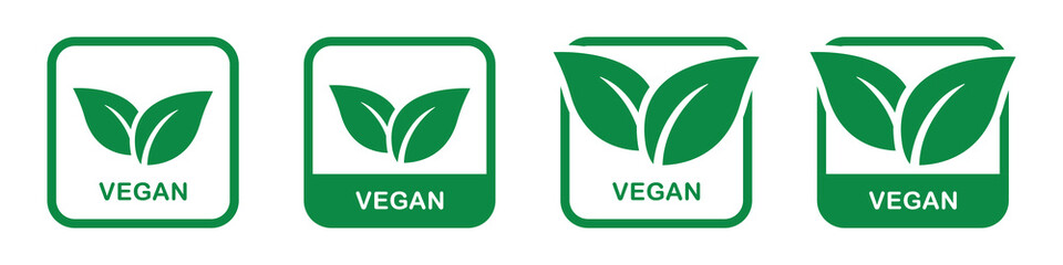 Vegan label icon. Green leaf icon, vector illustration
