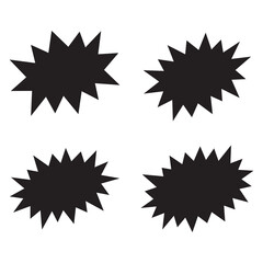 Black bursting star shapes. Set of comic splash, explosion, burst, bang, blast, shine, star vector for sale labels, stickers.