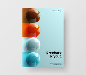 Geometric poster design vector template. Abstract 3D spheres brochure illustration.