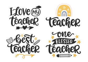 Teacher's Day gift card hand written lettering set