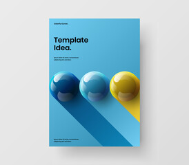 Amazing annual report A4 vector design concept. Premium 3D balls catalog cover illustration.