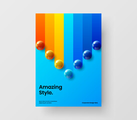 Fresh poster A4 vector design layout. Amazing 3D spheres magazine cover concept.