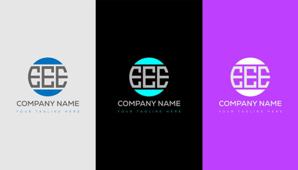 EEE initial monogram logo vector, EEE circle shape logo template corporate identity business card

