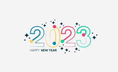 The colorful text design happy new year 2023 for cards, posters, brochures, magazines, calendars, and banners.