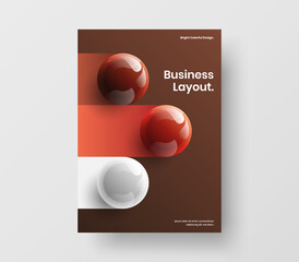 Isolated corporate identity A4 design vector concept. Original 3D spheres catalog cover illustration.