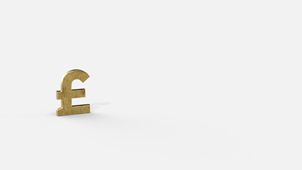 Gold 3d pound render minimalistic simple symbol design isolated on white background. Forex Trading concept. Currency 3D rendering Illustration. Copy space