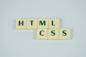 Learning html and css languages concept, front end developer road map idea, html css text, learning software, being software developer