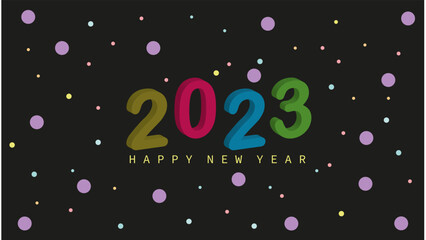 Happy new year 2023 with cute bubble background.
