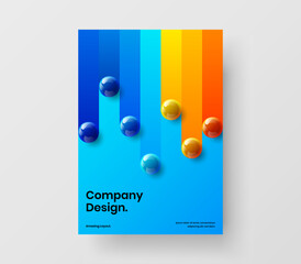 Amazing 3D spheres annual report template. Bright company brochure vector design layout.