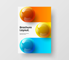 Simple realistic balls company cover illustration. Vivid leaflet A4 vector design layout.