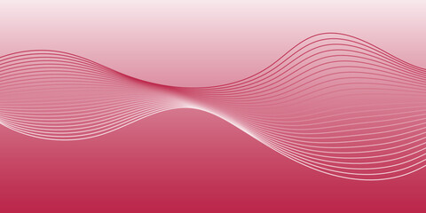 Viva Magenta background. Abstract wave. Curved wavy line, smooth stripe. Red, deep pink, raspberry gradient color. Vector horizontal illustration.