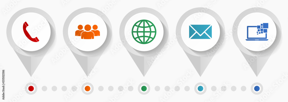 Poster social media vector icons, internet flat design web pointers collection, business concept infographi