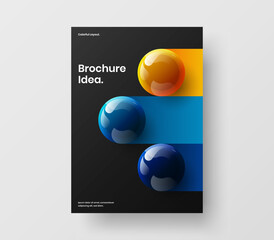 Creative 3D spheres leaflet layout. Clean company cover A4 design vector template.