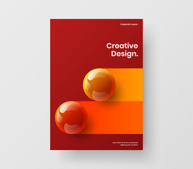 Premium book cover A4 vector design concept. Colorful realistic balls front page layout.
