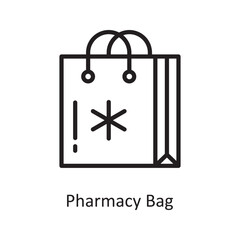 Pharmacy Bag  Vector Outline Icon Design illustration. Medical Symbol on White background EPS 10 File