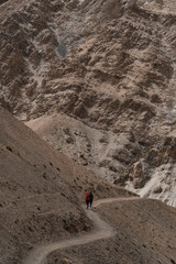 A pair of climbers walking among the mountains of Ladakh
