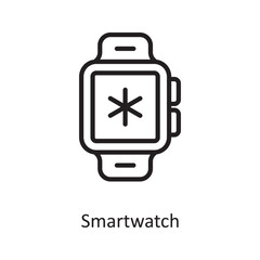 Smart watch Vector Outline Icon Design illustration. Medical Symbol on White background EPS 10 File