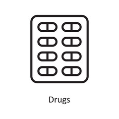 Drugs  Vector Outline Icon Design illustration. Medical Symbol on White background EPS 10 File