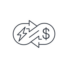 Energy and money. Vector linear icon isolated on white background.