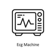Obraz premium Ecg Machine Vector Outline Icon Design illustration. Medical Symbol on White background EPS 10 File