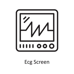 Ecg Screen Vector Outline Icon Design illustration. Medical Symbol on White background EPS 10 File