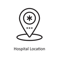 Hospital Location Vector Outline Icon Design illustration. Medical Symbol on White background EPS 10 File