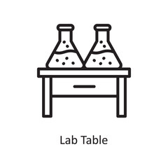 Lab Table Vector Outline Icon Design illustration. Medical Symbol on White background EPS 10 File