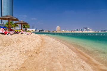 Beautiful beach at the Persian Gulf in Abu Dhabi, UAE
