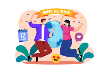 Happy Youth Day Illustration concept on white background