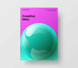 Fresh 3D balls poster concept. Original booklet A4 design vector template.