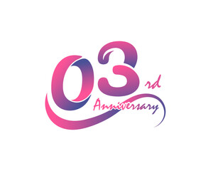 3 years anniversary logotype. 3rd Anniversary template design for Creative poster, flyer, leaflet, invitation card