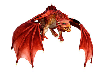 3D Rendering Fairy Tale Dragon on White