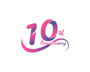 10 years anniversary logotype. 10th Anniversary template design for Creative poster, flyer, leaflet, invitation card