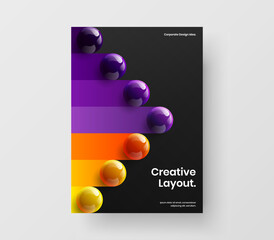 Isolated flyer A4 vector design template. Geometric 3D spheres annual report layout.