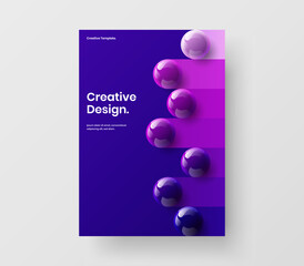 Trendy company cover design vector illustration. Original realistic spheres pamphlet layout.