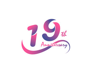 19 years anniversary logotype. 19th Anniversary template design for Creative poster, flyer, leaflet, invitation card