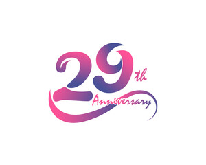 29 years anniversary logotype. 29th Anniversary template design for Creative poster, flyer, leaflet, invitation card