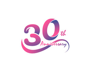 30 years anniversary logotype. 30th Anniversary template design for Creative poster, flyer, leaflet, invitation card