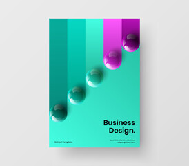 Simple catalog cover design vector concept. Multicolored realistic spheres brochure illustration.