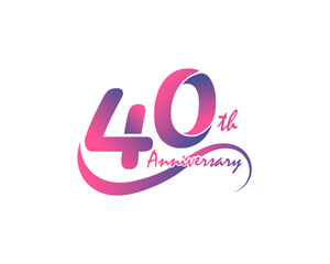 40 years anniversary logotype. 40th Anniversary template design for Creative poster, flyer, leaflet, invitation card