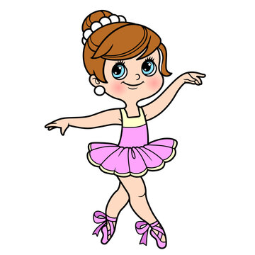 Beautiful ballerina girl in lush tutu and pointe shoes dancing color variation for coloring page isolated on a white background