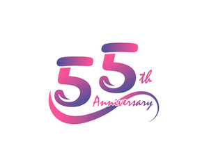 55 years anniversary logotype. 55th Anniversary template design for Creative poster, flyer, leaflet, invitation card