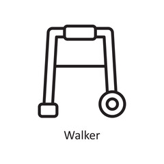 Walker Vector Outline Icon Design illustration. Medical Symbol on White background EPS 10 File